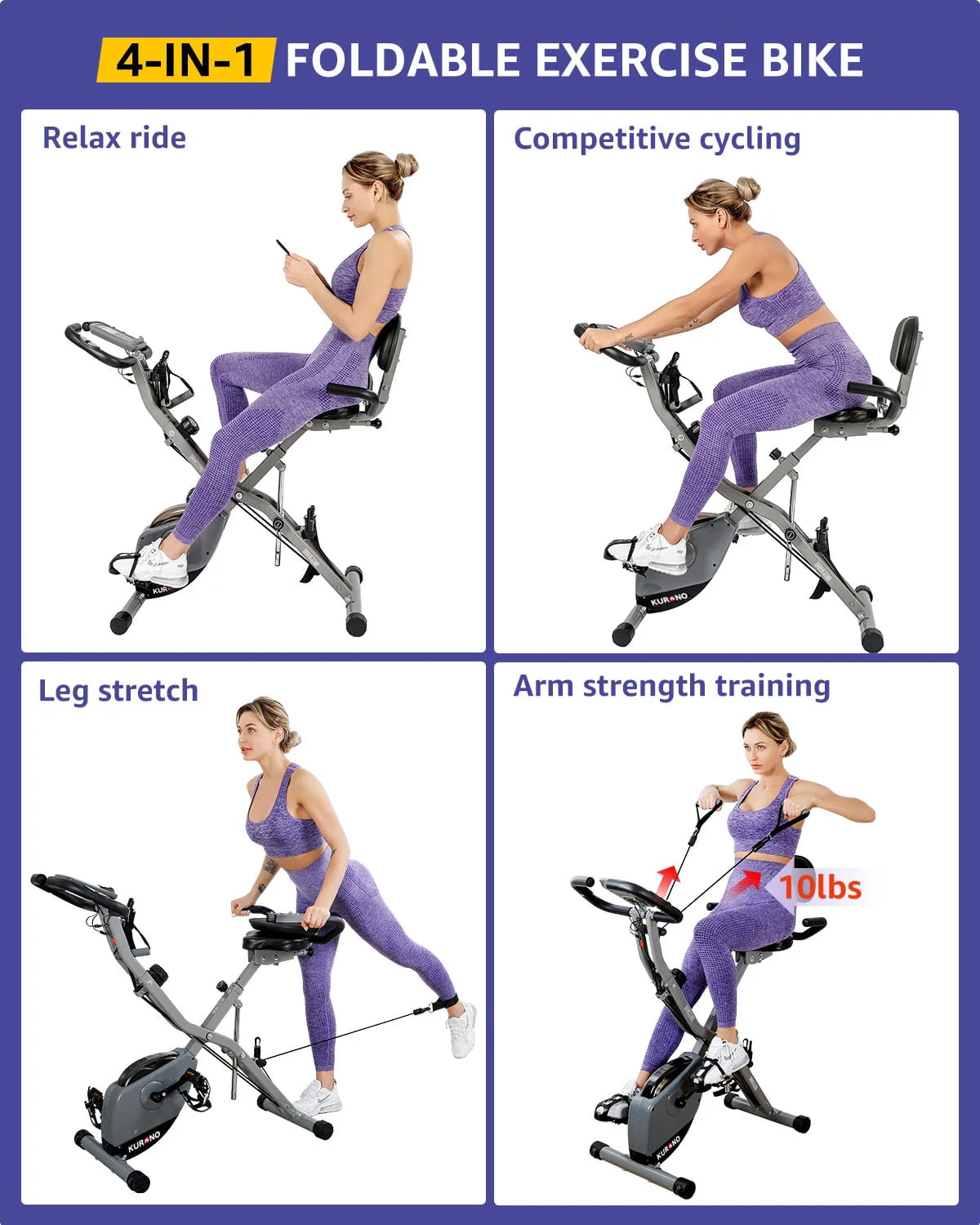 Folding Stationary Exercise Bike 330LB Capacity Z249593