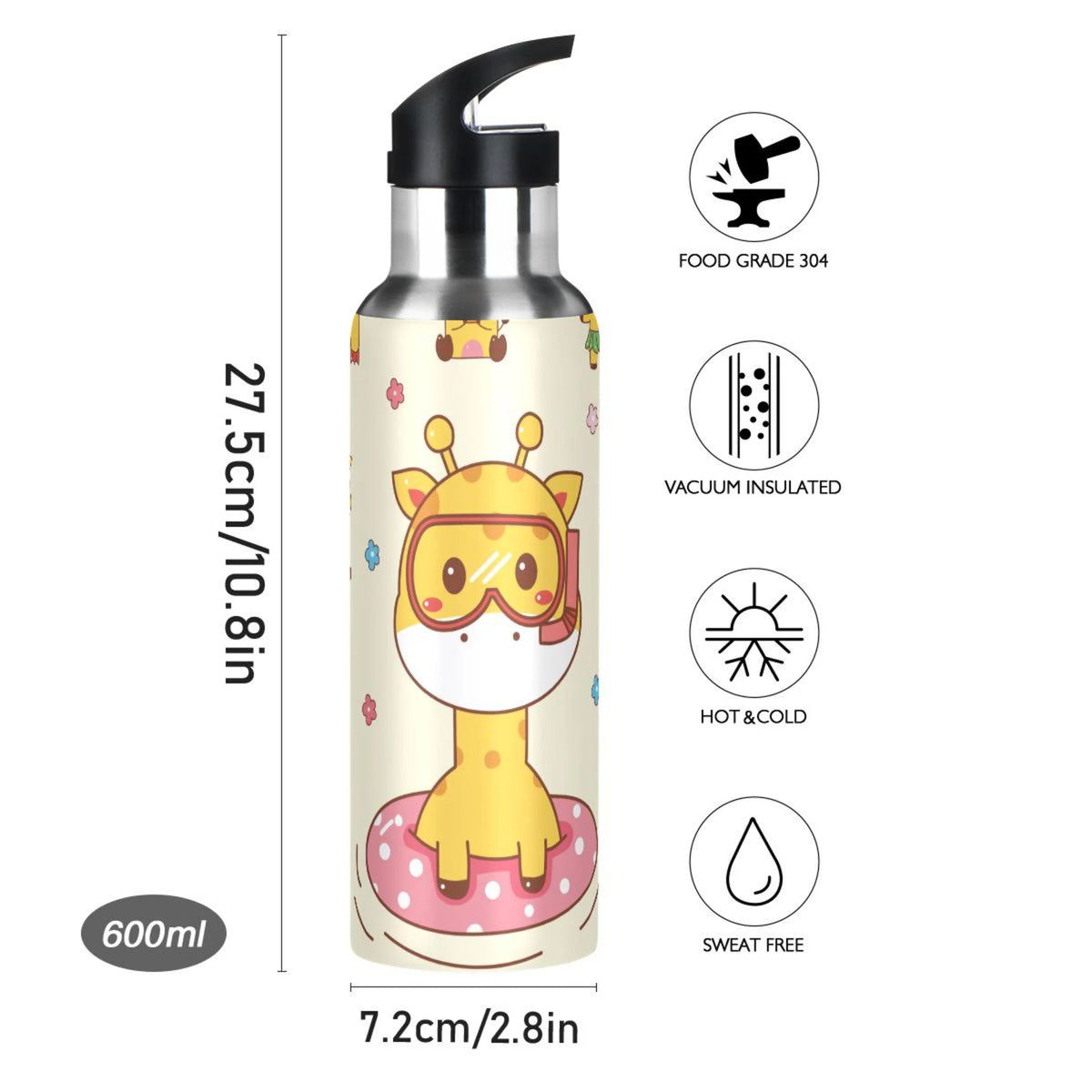 Stainless Steel Insulated Water Bottle with Straw Lid Z96804