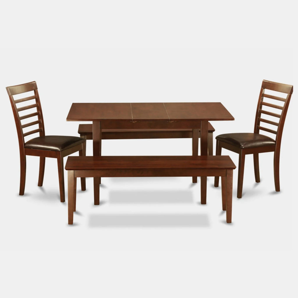 5 Pc Dining Set Table 2 Chairs 2 Benches E6448