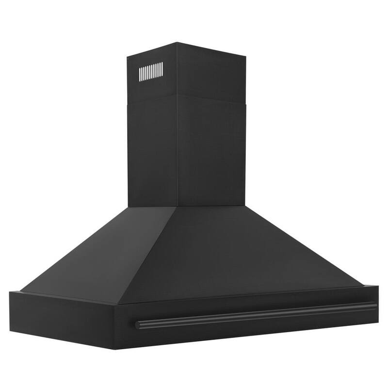 48 in. 700 CFM Ducted Wall Mount Range Hood in Black Stainless Steel F5393