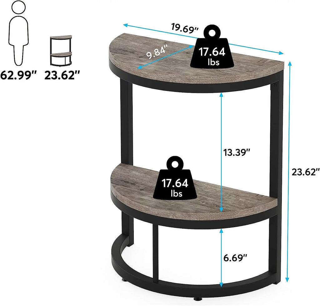 2-Tier Half Round Wood End Table R3922