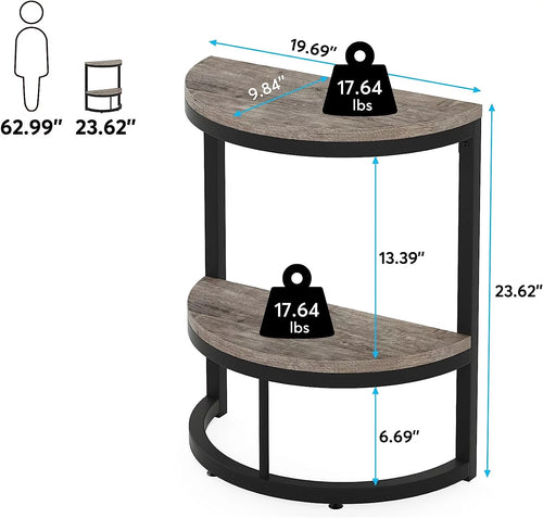 2-Tier Half Round Wood End Table R3922