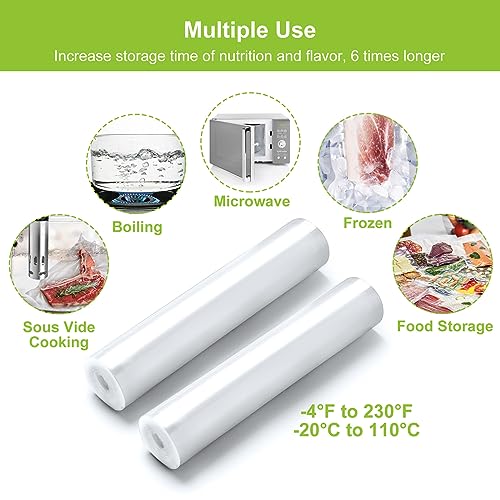 Vacuum Sealer Rolls Bags 6 Pack 11" x 20' 8" x 20' BPA Free L8172