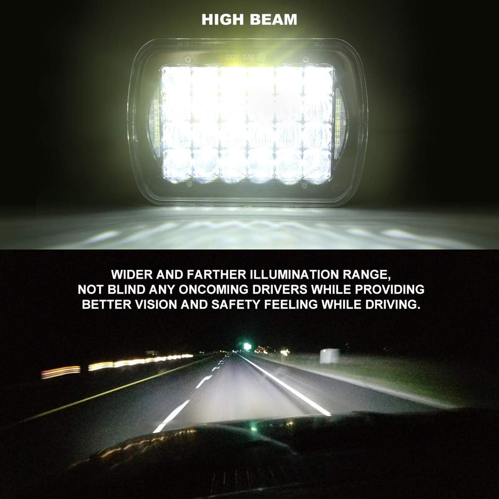 Black 5x7 inch LED Headlights Pack of 2 S9523