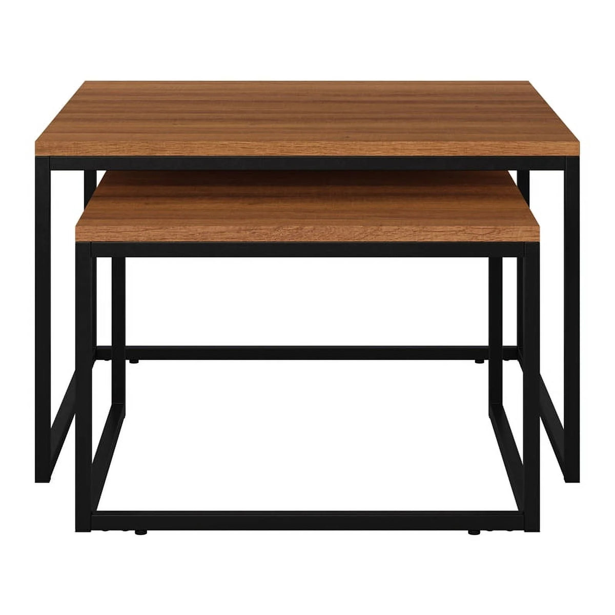 Brown Wood & Metal Nesting Coffee Tables I56097