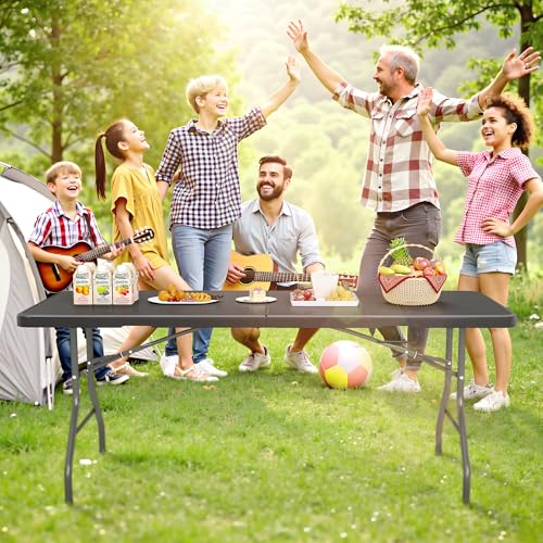 5 Foot White Folding Plastic Table with Carrying Handle L24323