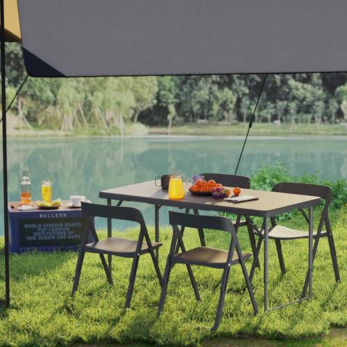 5 Foot White Folding Plastic Table with Carrying Handle L24323