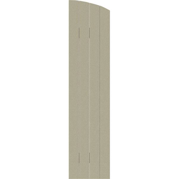 Rustic Faux Wood Shutters with Elliptical Arch Top U8841