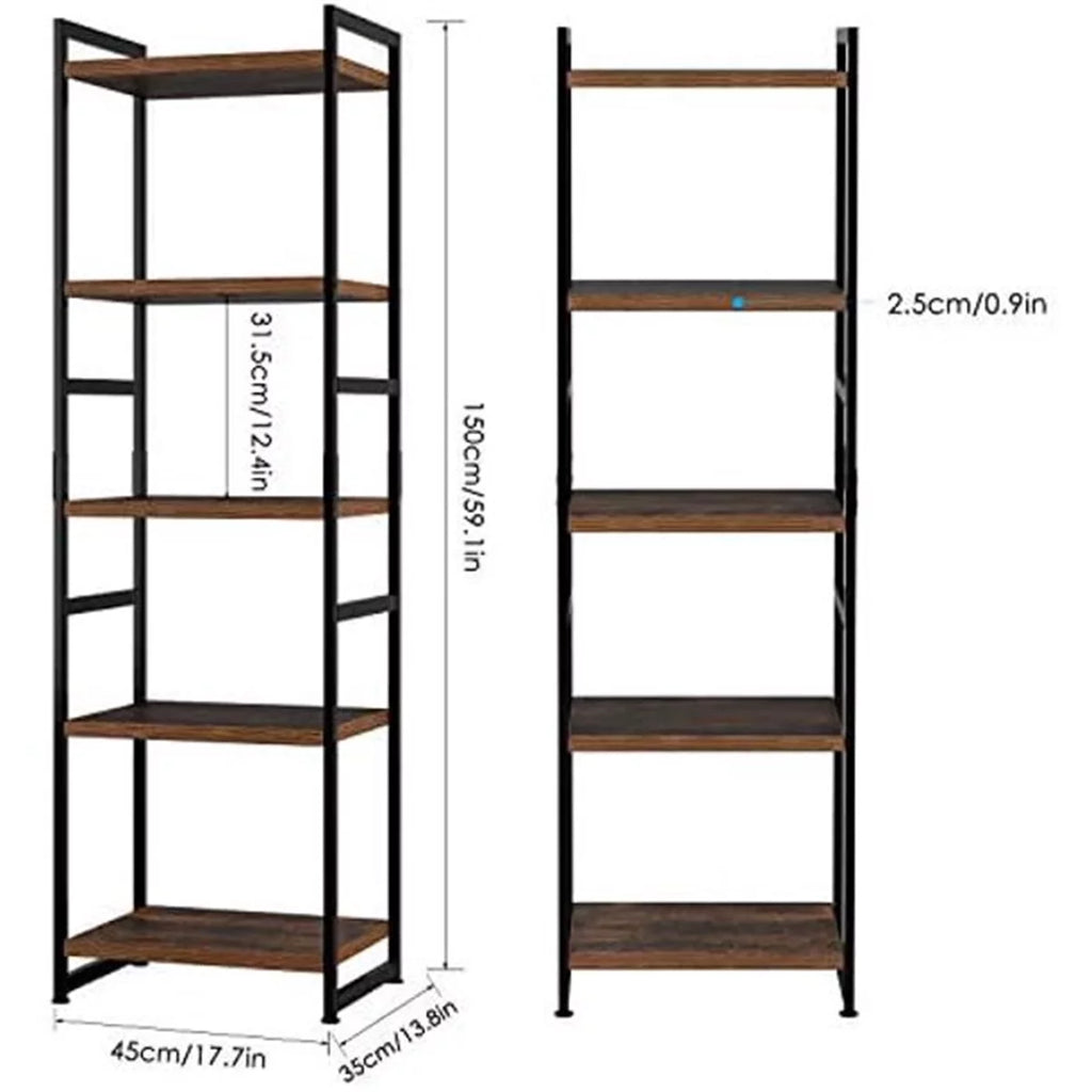 Tall Narrow 5 Tier Wood Iron Bookshelf A583222