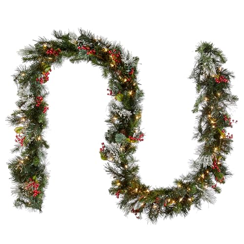 9 ft Pre-Lit Flocked Artificial Christmas Garland L34958