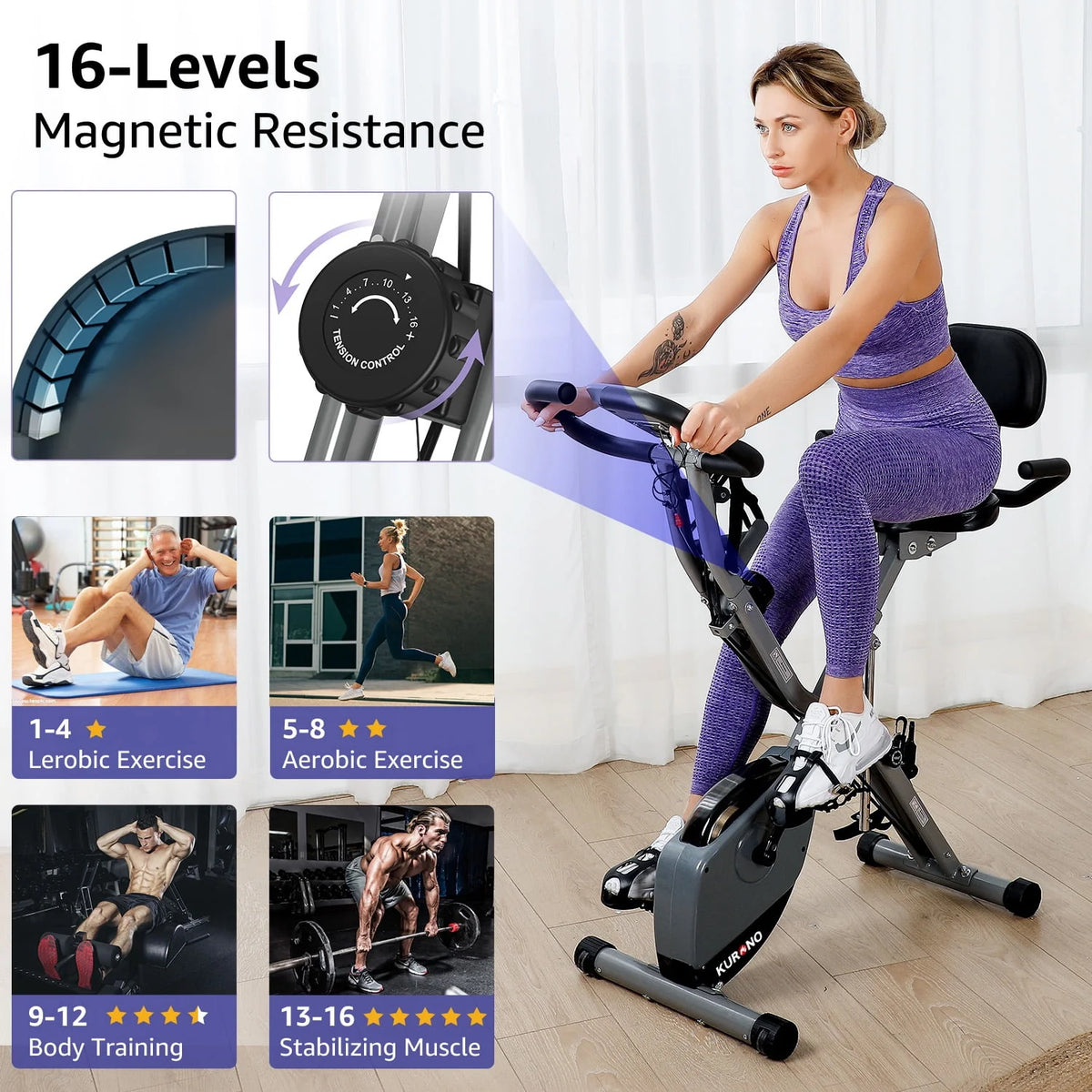 Folding Stationary Exercise Bike 330LB Capacity Z249593