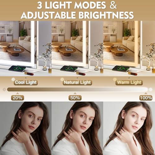 White Lighted Vanity Mirror with Lights 22" x 19" Y51193