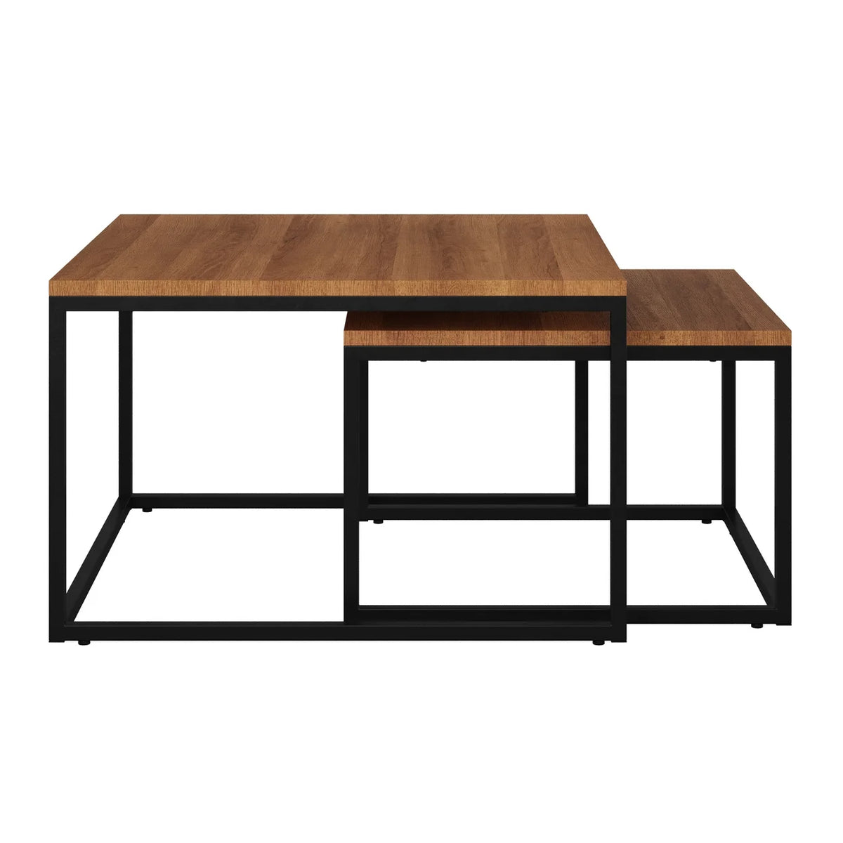 Brown Wood & Metal Nesting Coffee Tables I56097