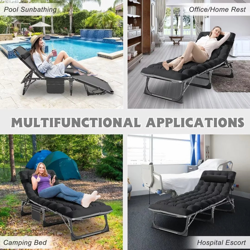 Adjustable Folding Patio Chaise Lounge Chair with Mattress C231
