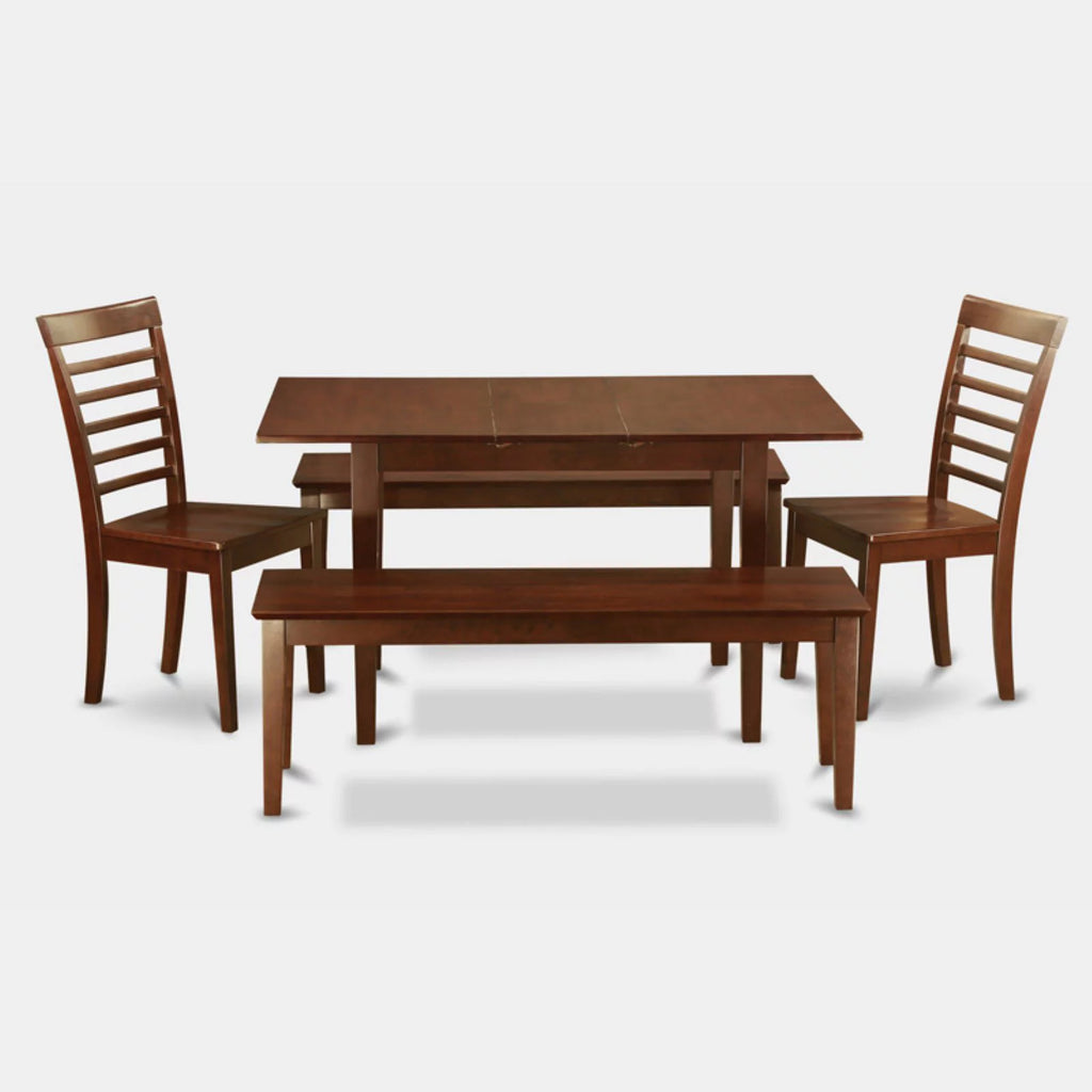 5 Pc Dining Set Table 2 Chairs 2 Benches E6448