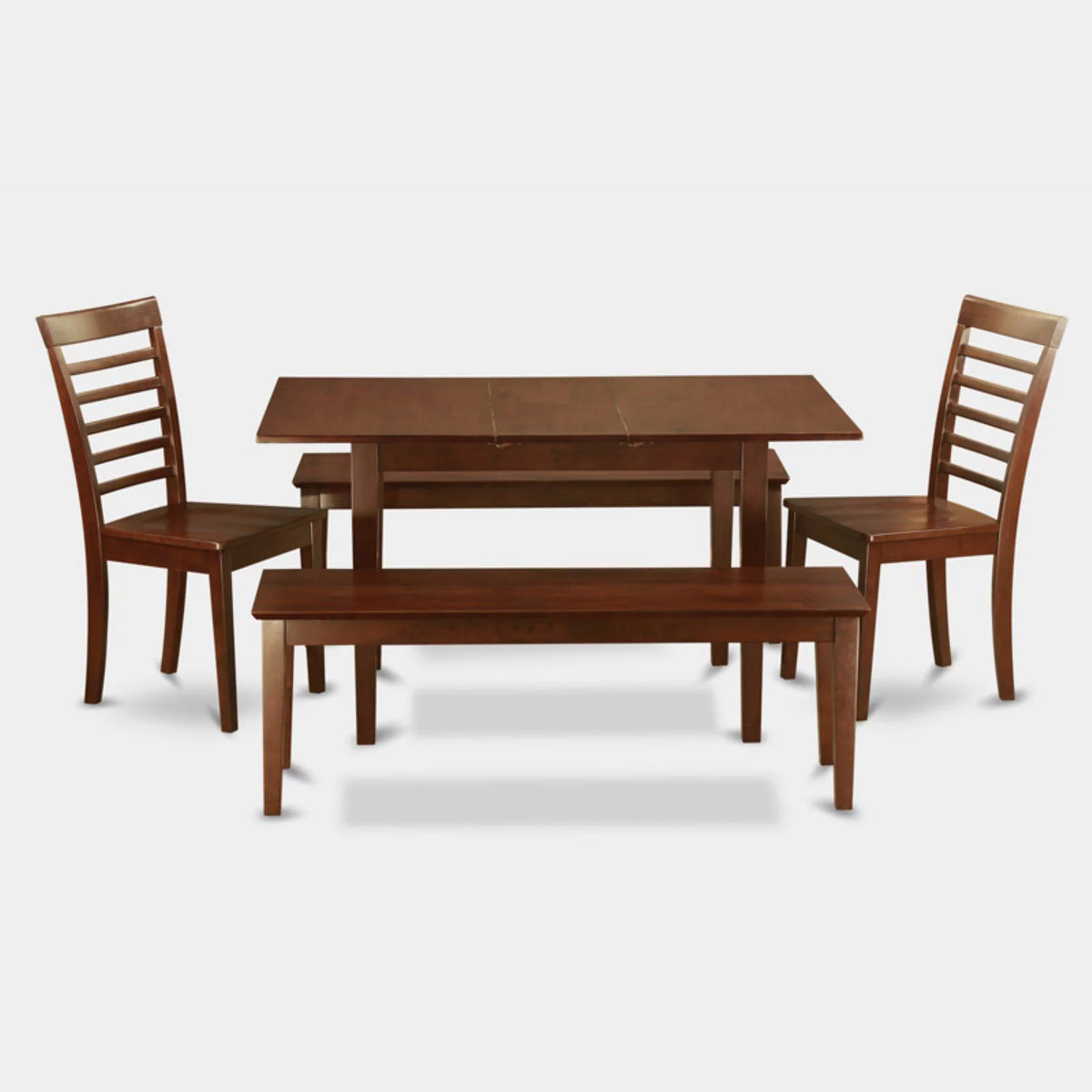 5 Pc Dining Set Table 2 Chairs 2 Benches E6448