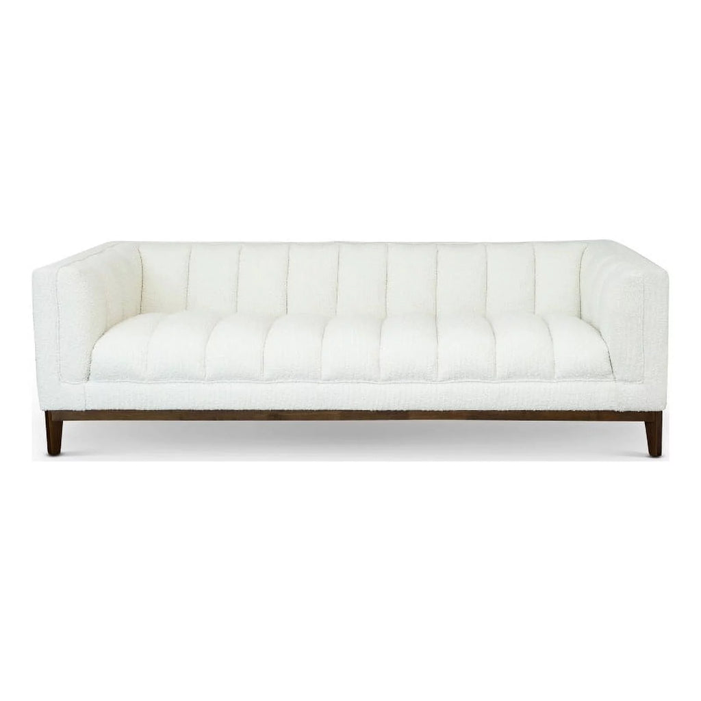 White Boucle Fabric Couch L22640