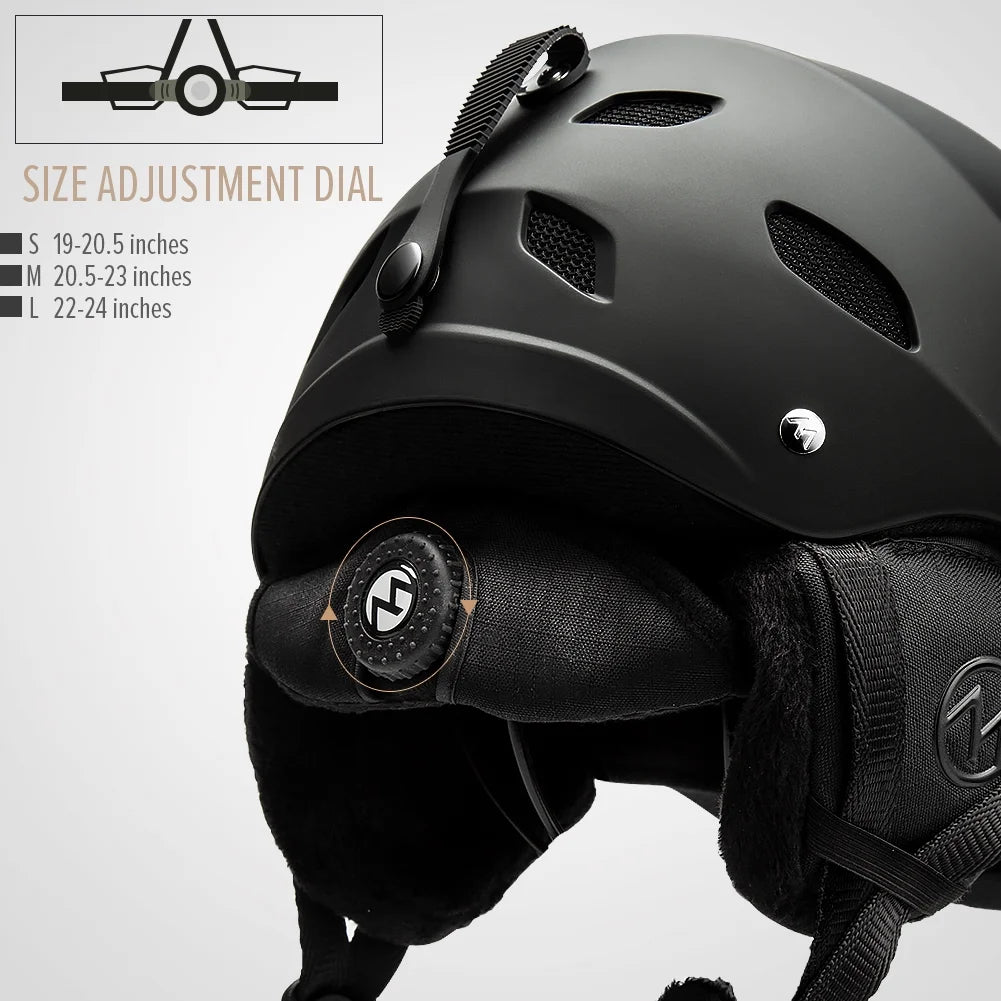 Black Adjustable Ski Helmet J393