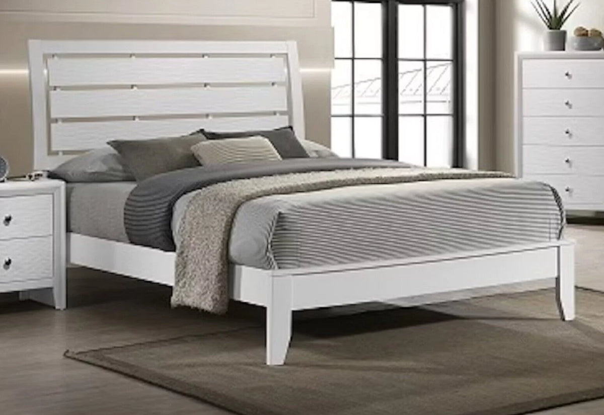 White Queen Size Panel Bed Set M699