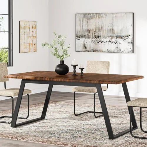 63-Inch Wood Dining Table with Metal Legs T728