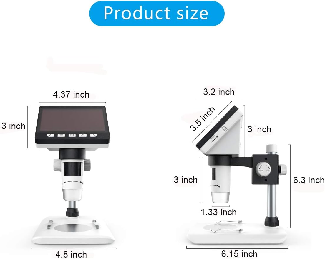 4.3 inch 50X-1000X Magnification HD 2 Megapixels USB Microscope with 32G TF Card H124
