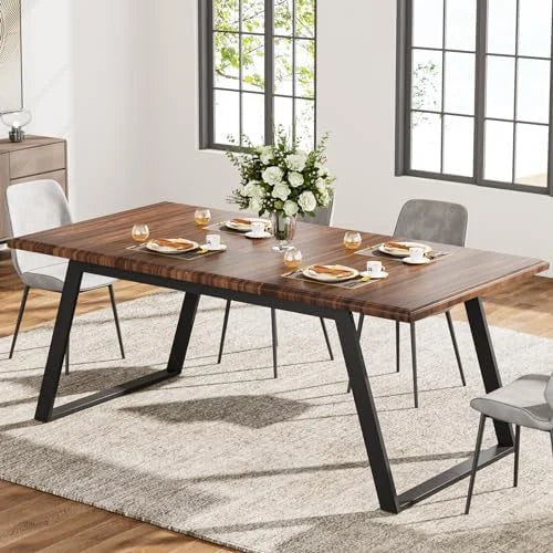 63-Inch Wood Dining Table with Metal Legs T728