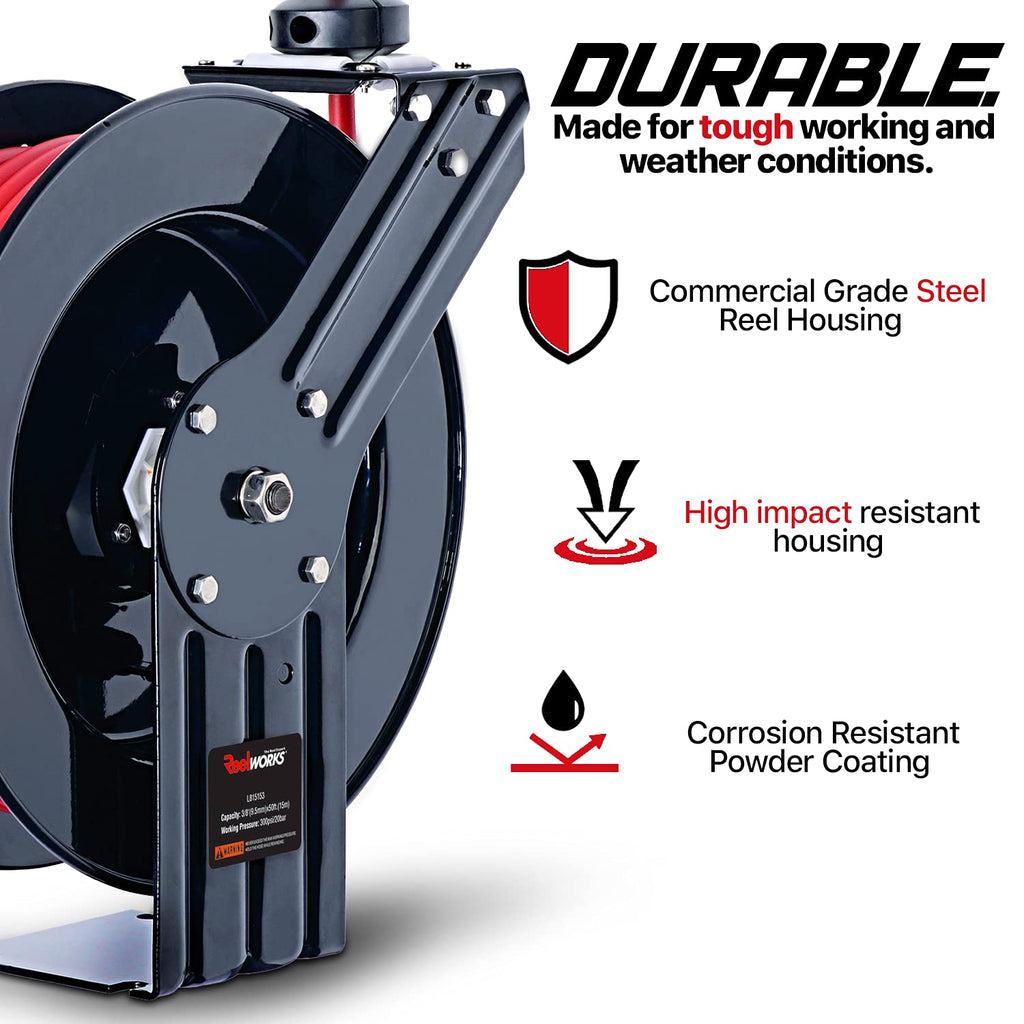 3/8" x 50' Heavy Duty Industrial Air Hose Reel N30923