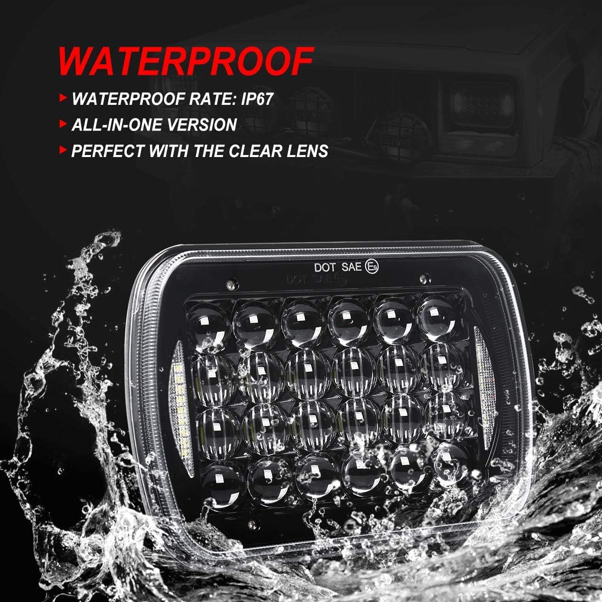 Black 5x7 inch LED Headlights Pack of 2 S9523
