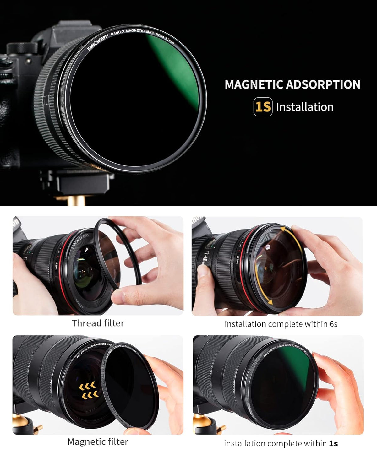 55mm Magnetic ND64 Lens Filter Pack of 2 F751