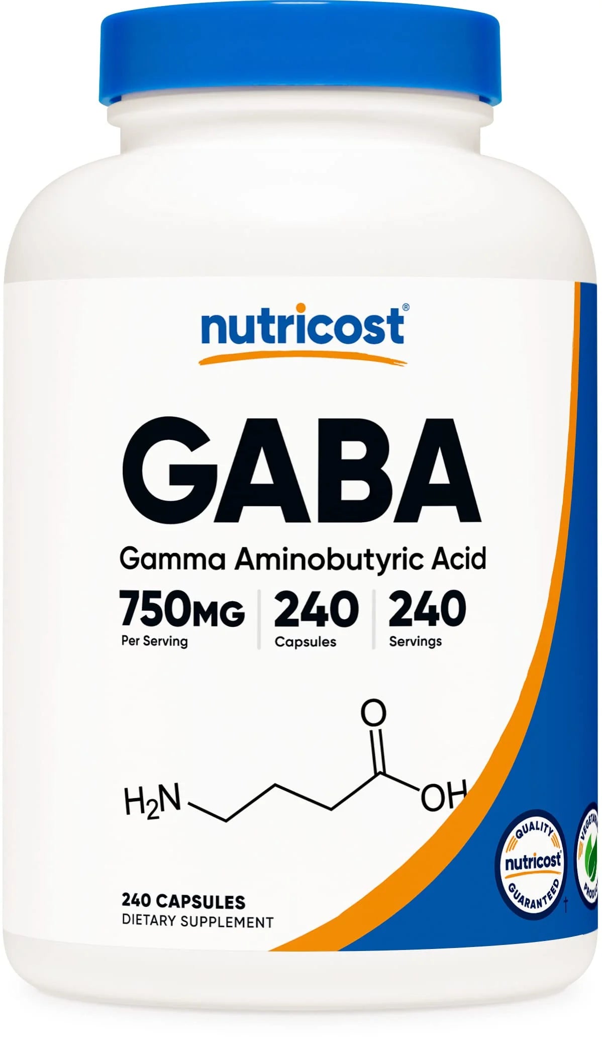 GABA 750mg 240 Capsules Non-GMO Gluten Free O308159