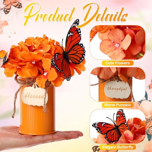 12 Set Vintage Autumn Flowers Table Centerpiece with Metal Pots L5174