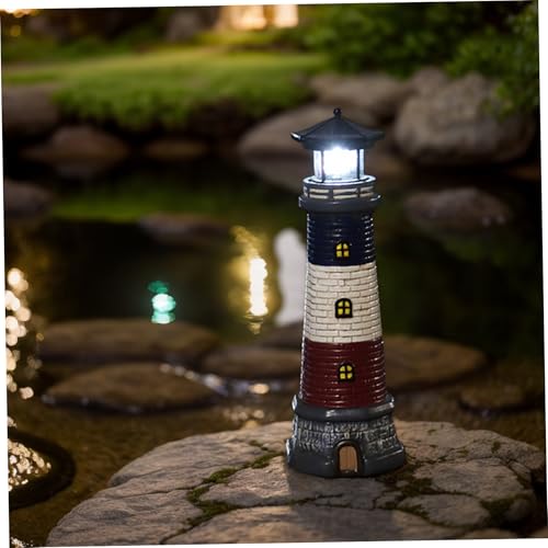 15" Waterproof Resin Lighthouse Solar Light V88860