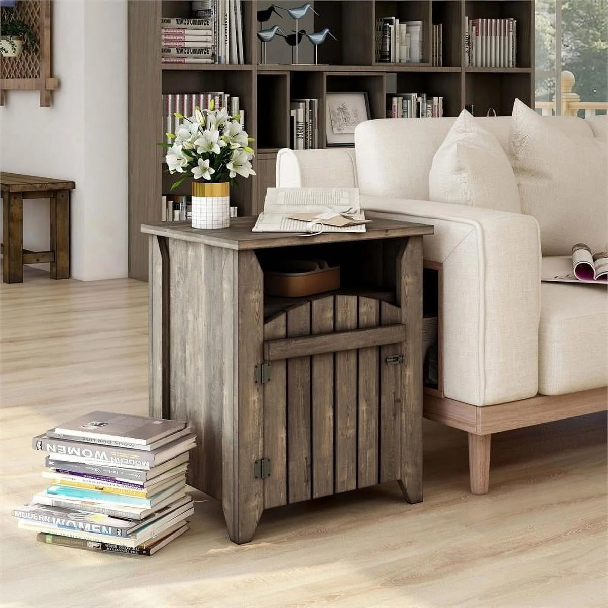 Oak Wood Storage Coffee Table and End Table Set G3589
