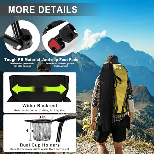 Portable Folding Camping Chair with 2 Cup Holders & Carry Bag R8923