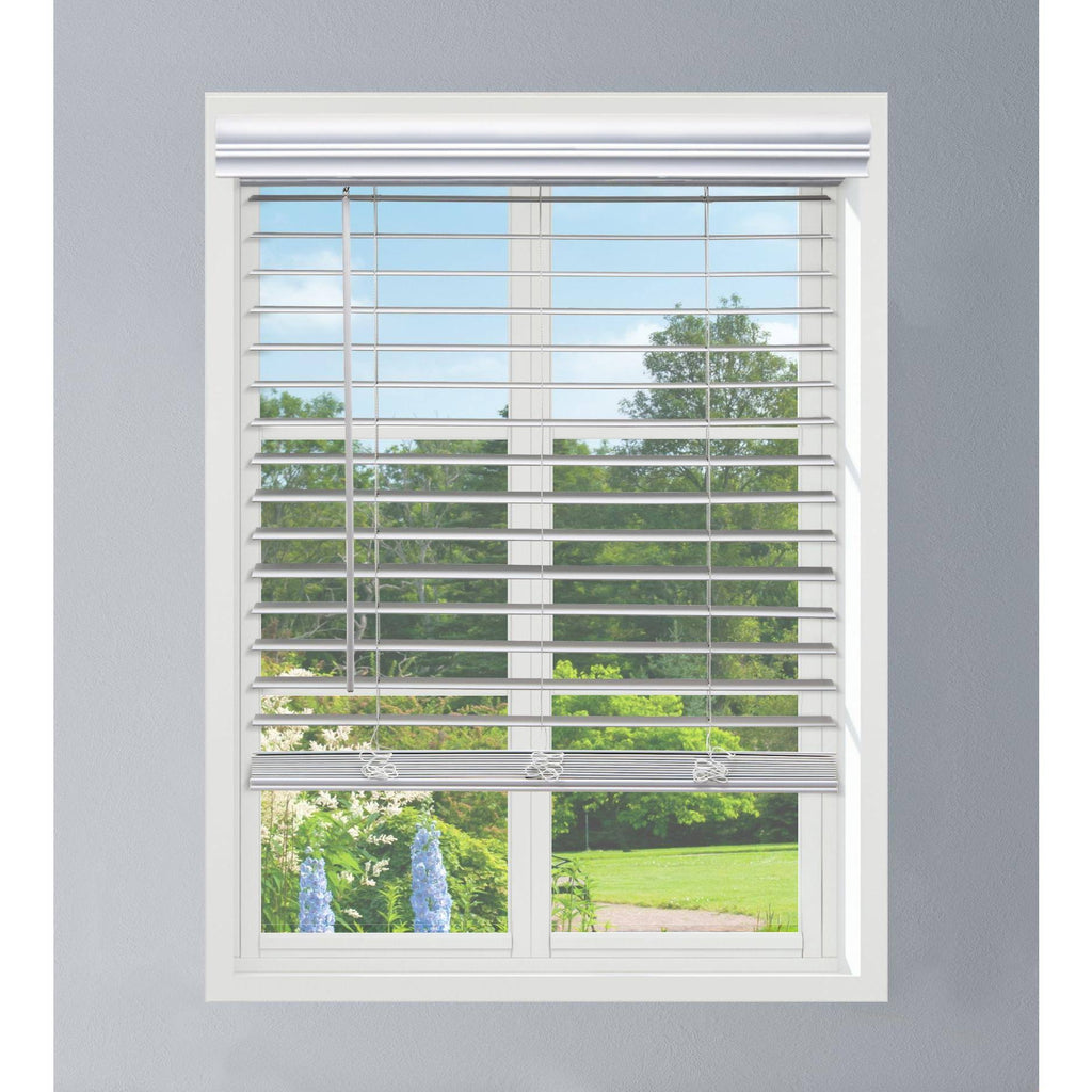 White 68.5 W x 60 H Faux Wood Blinds P824