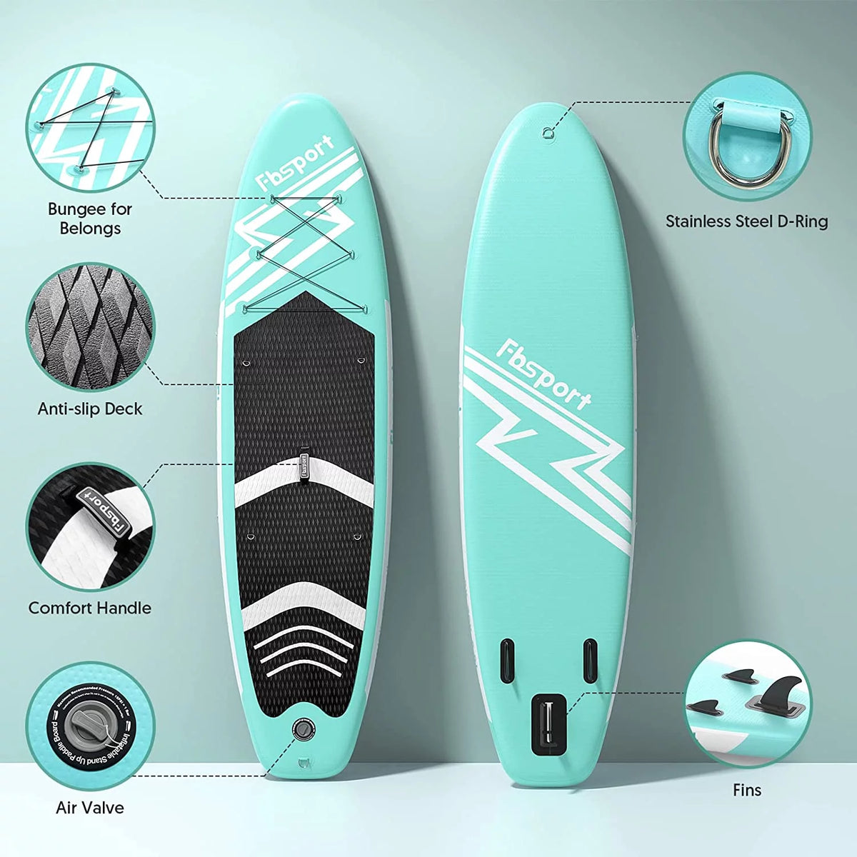11' Mint Green Inflatable Paddle Board E89914