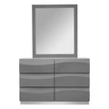 Gray High Gloss Poplar Wood Dresser and Mirror Set Q3036