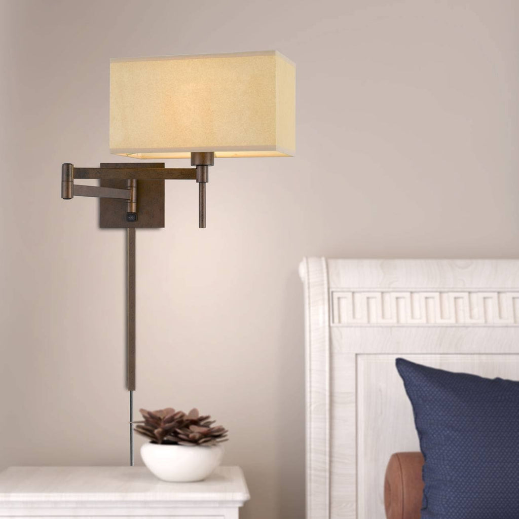 12x22 Wall Swing Arm Reading Lamp with Fabric Shade Rust L1366