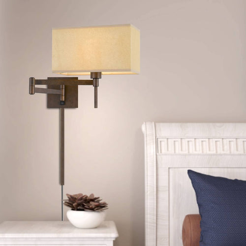 12x22 Wall Swing Arm Reading Lamp with Fabric Shade Rust L1366