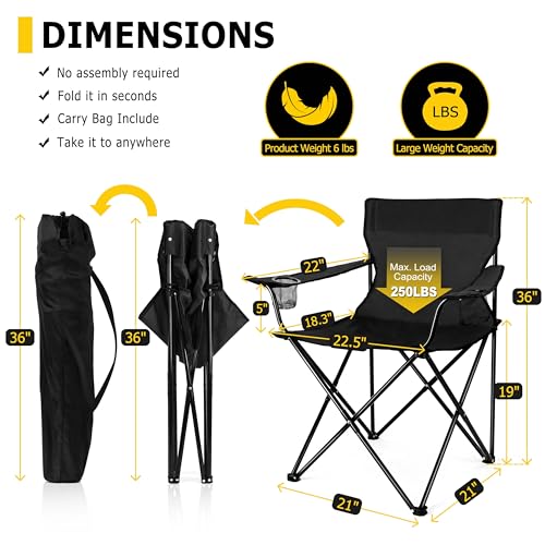 Portable Folding Camping Chair with 2 Cup Holders & Carry Bag R8923