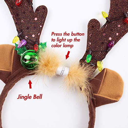 LED Reindeer Antlers Headband with Bells J8341