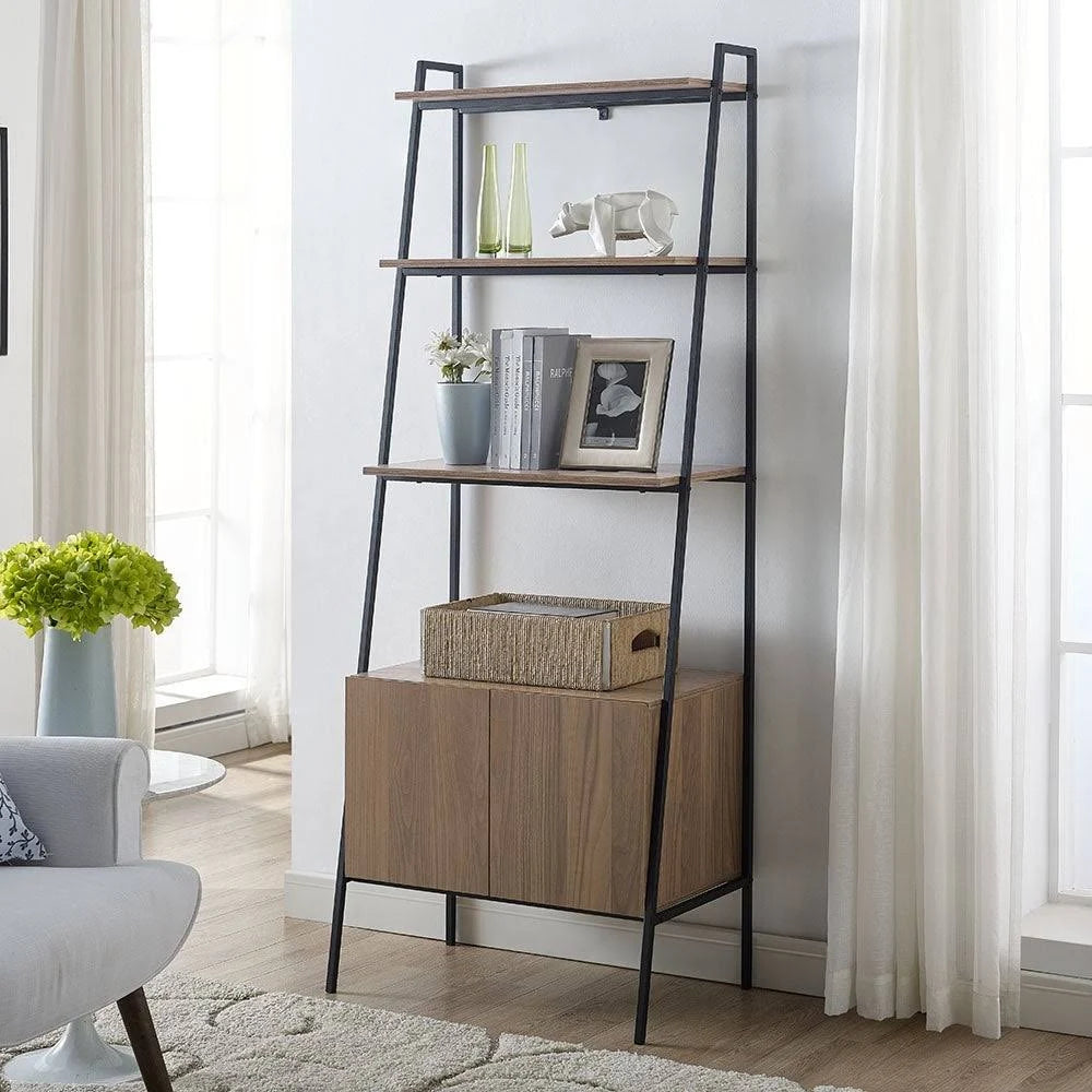 72-inch Ladder Storage Bookshelf Mocha D6163