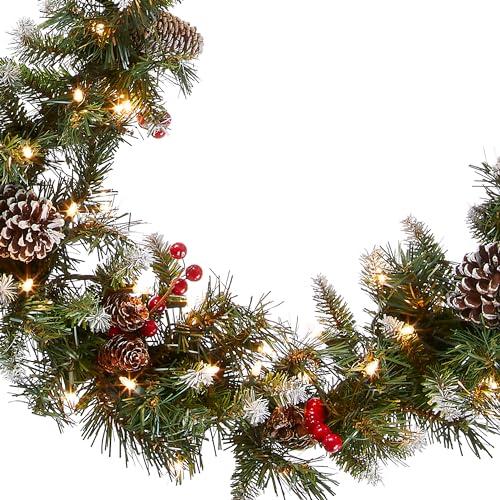 9 ft Pre-Lit Flocked Artificial Christmas Garland L34958