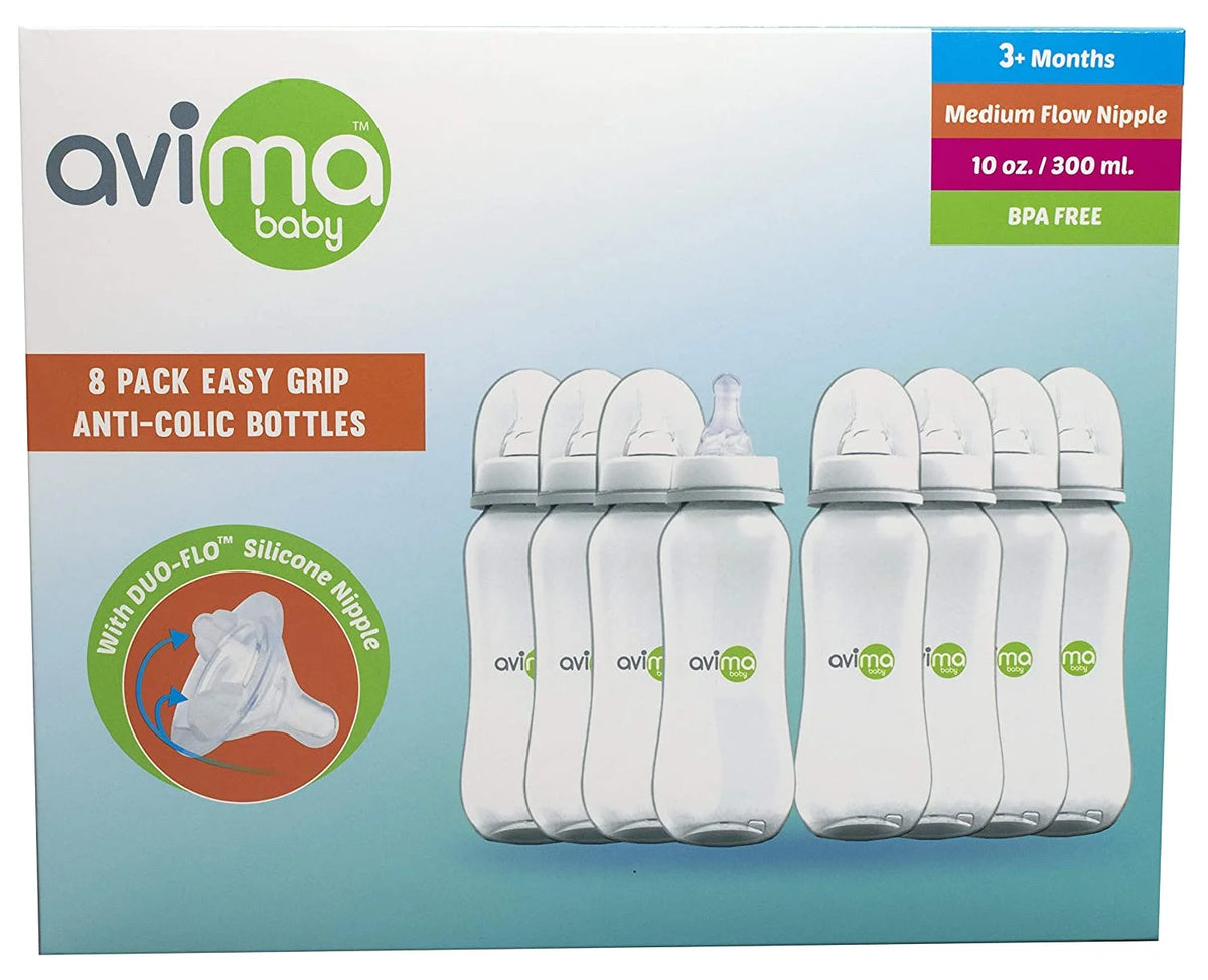 10 oz Anti Colic Baby Bottles, BPA Free, Standard Neck, Medium Flow Nipples (Set of 8) T956972