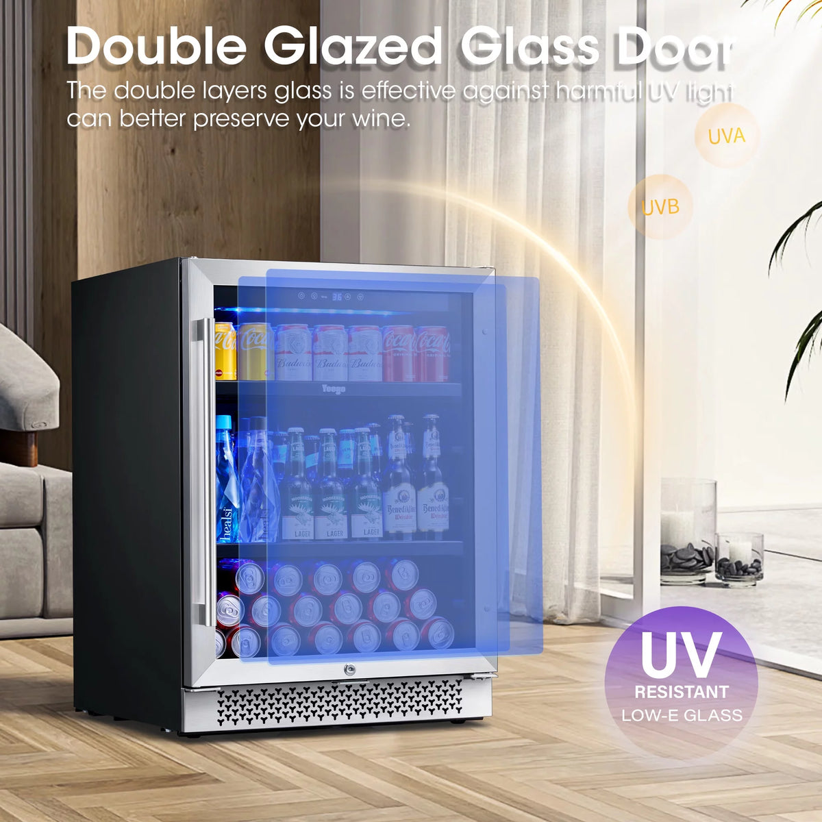 24 Can Beverage Refrigerator Cooler with Reversible Door J311