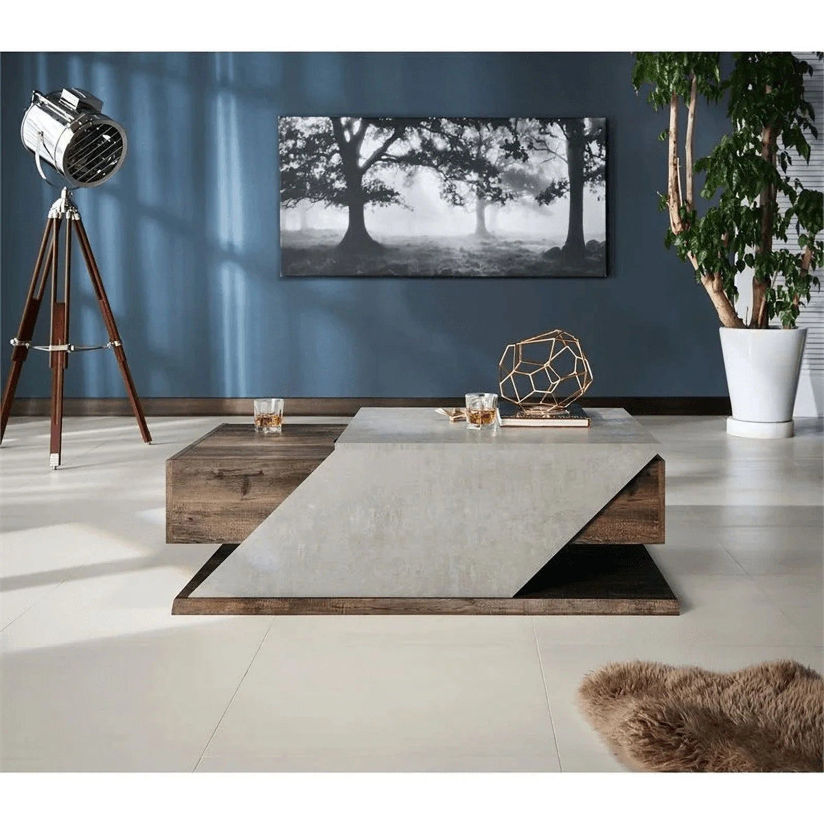 Oak Wood Storage Coffee Table and End Table Set G3589