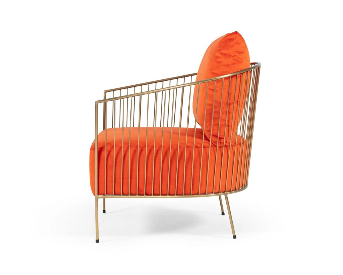Orange Velvet Accent Chair Set 2P A523