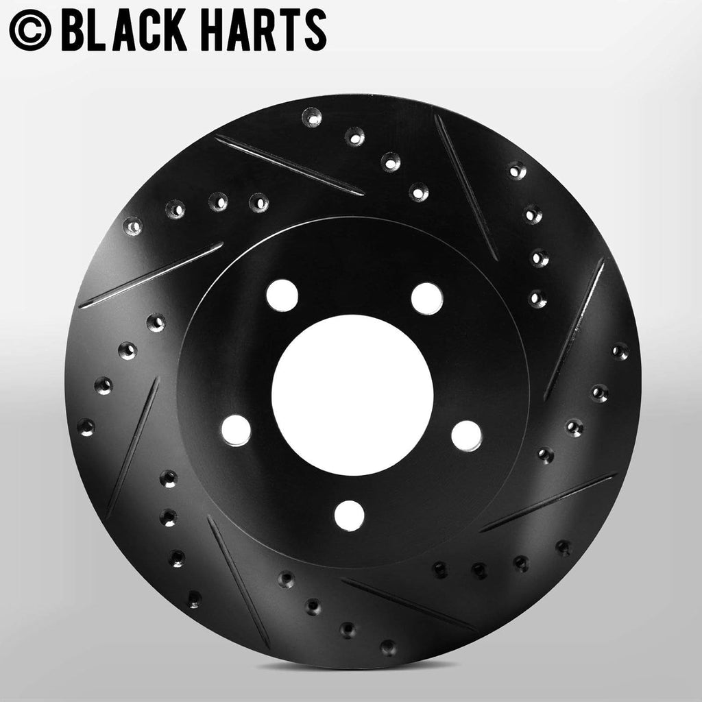 Front Brake Rotors Black Drilled Slotted Heavy Duty Pads F2431