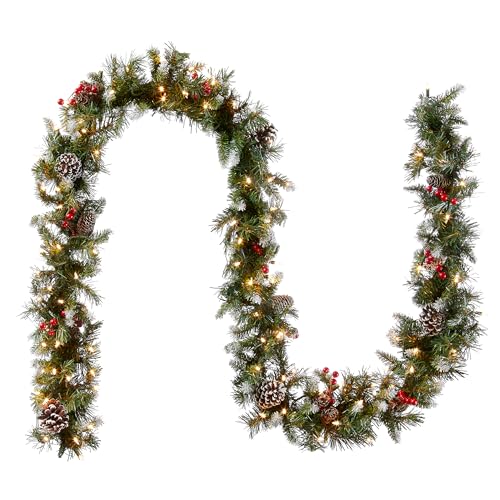 9 ft Pre-Lit Flocked Artificial Christmas Garland L34958