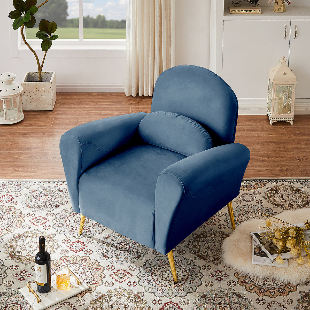 Blue Upholstered Armless Chair U448117